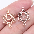 Set of two hollow mandala chakra jewelry connectors in rose gold and silver finishes - Hollow Floral Mandala (B14141)