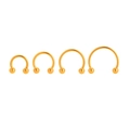 Golden G23 titanium circular barbells in four sizes for nose and ear piercing set - 6mm / Gold