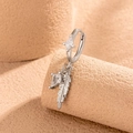 Silver feather and kite-shaped zircon drop earrings on a warm textured stand - Silver Feather (Single Piece) (A463-1#) / Silver