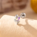 Silver snake-wrapped heart zircon cartilage stud earring made of durable stainless steel - A215-9#AB Color (Stainless Steel Outer Spiral)
