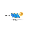 Orecchino a perno in titanio dorato con tre opali blu rettangolari 0,86 cm - Stile Blu Orizzontale a Tre Pietre (524-2# Oro) / Oro