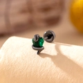 Black snake ear stud featuring a heart-shaped green zircon and screw back closure - A215-11#Black Green (Stainless Steel Outer Spiral)