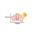 F136 titanium gold flat back stud with fan-shaped pink opal inlay, 1.03cm width - Five Stone Fan Pink Style (524-6# Gold)