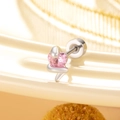 Pink heart zircon snake stud earring with silver stainless steel screw back fastener - A215-2#Pink (Stainless Steel Outer Spiral)