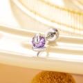 Silver snake-shaped ear stud with purple zircon and screw back closure - A215-3#Gradient Blue (Stainless Steel Outer Spiral)