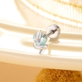 Silver stainless steel stud earring with heart light blue zircon and screw back - A215-4#Light Ocean Blue (Stainless Steel Outer Spiral)