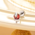 Surgical steel stud earring featuring a vibrant red heart-shaped zircon and screw back - A215-5#Garnet Red (Stainless Steel Outer Spiral)