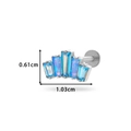 F136 titanium fan-shaped cluster labret stud with blue opal insets 1.03cm width - Five Stone Fan Blue Style (524-5# Silver)