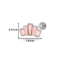 F136 Titanium labret stud with fan-shaped pink opal inlay and flat back base - Five Stone Fan Pink Style (524-6# Silver)