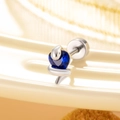 Silver snake wrap earring featuring a heart-shaped blue zircon and screw back disk - A215-8#Royal Blue (Stainless Steel Outer Spiral)