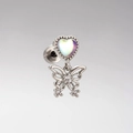 Titanium stalen oorsteker met iriserende hartsteen en holle vlinder hanger bedeltje - Vlinder Opaal (A05-5#)