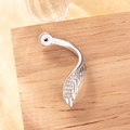 Polished silver wing earring charm with white zircon inlay for DIY jewelry crafts - Left Side Style (A338) / 0.8mm Thread