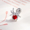 Spinnen-Ohrstecker mit roter Perle im Gothic-Stil auf Vintage-Hintergrund - Roter Stil (Edelstahl Außenschraube)