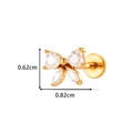 Piercing de mariposa dorado con circón blanco, tamaño 0,62cm x 0,82cm - Estilo Mariposa (2613-1#Gold) / Dorado