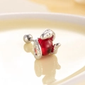 Serpent cartilage stud with red moonstone and silver surgical steel screw-back - Red (A159-8#)