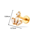 Piercing de oreja de acero inoxidable dorado con circonitas de mariposa - Estilo Abanico de Corona (2613-2#Gold) / Dorado