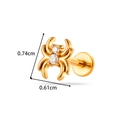 Piercing de araña dorado con circón blanco, tamaño 0,74 cm por 0,61 cm, diseño de base plana - Estilo Araña (2613-4#Gold) / Dorado