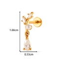 Piercing labret de hoja dorada con circón y gema colgante de 1,66 cm por 0,53 cm - Estilo Hoja Perla (2613-5#Gold)