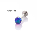 Titanium labret stud with a vibrant blue-purple opal stone in a four-prong setting - Purple (A195-5#OP541)