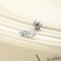 Silver wing stud earring with light blue gemstone and threaded flat back design - Silver Blue Stone Right (Single)