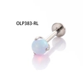 F136 titanium piercing stud with a light blue opal bead and silver flat back base - Cloudy Pink (A195-7#OLP383)