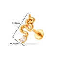 Piercing de serpiente de acero dorado con circonita microengastada y rosca interna - Estilo Serpiente (2613-8#Gold)
