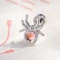 Einzigartiger Spinnen-Ohrstecker mit rosa-orangefarbener Perle und Schraubverschluss - Rosa Stil (Edelstahl Außenschraube)