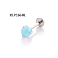 F136 titanium labret stud with light blue opal stone and four-claw setting - Cloudy Blue (A195-9#OLP326)