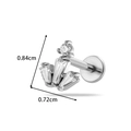 Piercing labret de acero plateado con circonitas en abanico y altura de 0,84 cm - Estilo Abanico de Corona (2613-2#Plateado)