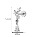 Pendiente de plata con circonita marquesa, perla y gota para perforación de cartílago - Estilo Hoja Perla (2613-5#Plateado)