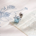 Silver cat paw cartilage stud earring with light blue heart shaped zircon stone - A727-2# Light Sea Blue (Stainless Steel External Spiral)