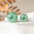 Boucles d'oreilles en zircon vert taille feu d'artifice avec sertissage 4 griffes - Vert Menthe