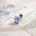 Cute cat paw cartilage stud earring featuring blue opal stones and silver steel screw back - A727-5# Opal Blue (Stainless Steel External Spiral)