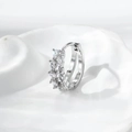 Élégante créole argentée sertie de zircons cubiques en forme de cœur et de marquise - Manchette d'oreille Blanche (Pièce Unique)