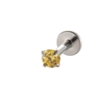 Titan-Ohrstecker mit rundem gelben Zirkonia in klassischer 4-Krallen-Fassung für Damen - 2,5 mm Zirkon / Silber-Gelber Zirkonia