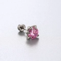 Einzelner Drachenkrallen-Ohrstecker in Silberoptik mit rosa Zirkonia-Stein - 3mm Stein (Einzelstück) / Rosa