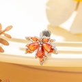 Orecchino a foglia d'acero con zircone arancione e chiusura a vite in argento - Stile Foglia di Acero (A268-2) / Arancione (Pezzo Singolo)