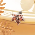 Orecchino a foglia d'acero con zirconi arancio ambra in finitura argento lucido elegante - Stile Foglia di Acero (A268-3) / Rosso Arancio (Singolo)