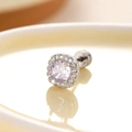 Clou d'oreille scintillant avec halo de zircon et fermoir à vis, fini argenté - Dégradé Bleu-Violet (Pièce Unique)(A185-3#)