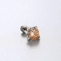 Schraubohrring aus Titanstahl mit silberner Drachenkralle und orangefarbenem Zirkon - 3mm Stein (Einzelstück) / Goldchampagner
