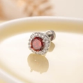 Clou d'oreille en acier titane avec zircon rouge étincelant et fermoir à vis - Rouge Grenat (Pièce Unique)(A185-4#)
