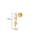 Titanium gold stud with rectangular zircon and conical pendant measuring 1.22cm long - Rectangular Rhinestone Tapered Pendant Style (578-7# Gold)