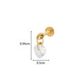 Golden titanium heart pendant earring with clear crystal and internal threading - Heart-Shaped Rhinestone Pendant (Gold)