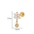 Titanium flower stud earring with gold finish and dangling zircon crystals charm - Floral Rhinestone Pendant Style (578-11# Gold)