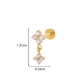 Gold plated titanium floral labret stud with double four-petal zircon flowers - Double-Layer Floral Pendant Style (578-12# Gold)