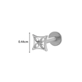 Silver G23 titanium labret stud featuring a 0.44cm four-petal flower hollow design - Hollow Out Four-Pointed Star Style (578-1 Silver)