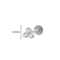 Titanium flat back stud earring with three clear round zircons in a triangle cluster - Three-Rhinestone Cluster Style (578-2# Silver)