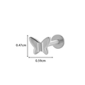 Polished silver butterfly G23 titanium stud earring with flat back labret jewelry - Silver Butterfly Style (578-3# Silver)