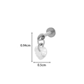 Titanium G23 heart labret stud featuring clear crystal pendant with size dimensions - Silver Tone Heart Rhinestone Pendant Style (578-8# Silver)