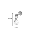 Silver titanium threadless labret stud with hanging clear round zircon crystal charm - Silver Tone Round Rhinestone Pendant Style (578-9# Silver)